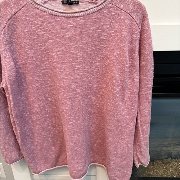 Eileen Fisher faded Pink Knit cotton top sweater round neck size Large - Picture 2 of 9